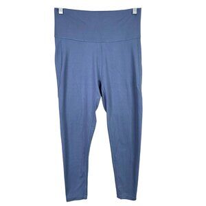 Womens Adidas Blue End Plastic Waste Leggings Hi Rise Polyester Stretch Size L